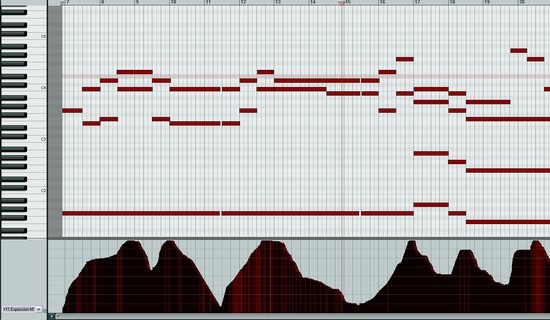 Variation du controleur midi expression dans Reaper